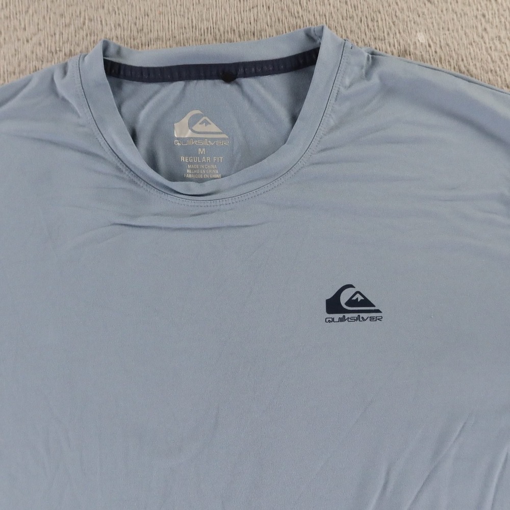 Quiksilver Shirt Mens M Blue Logo Polyester Short Sleeve - Picture 2 of 8
